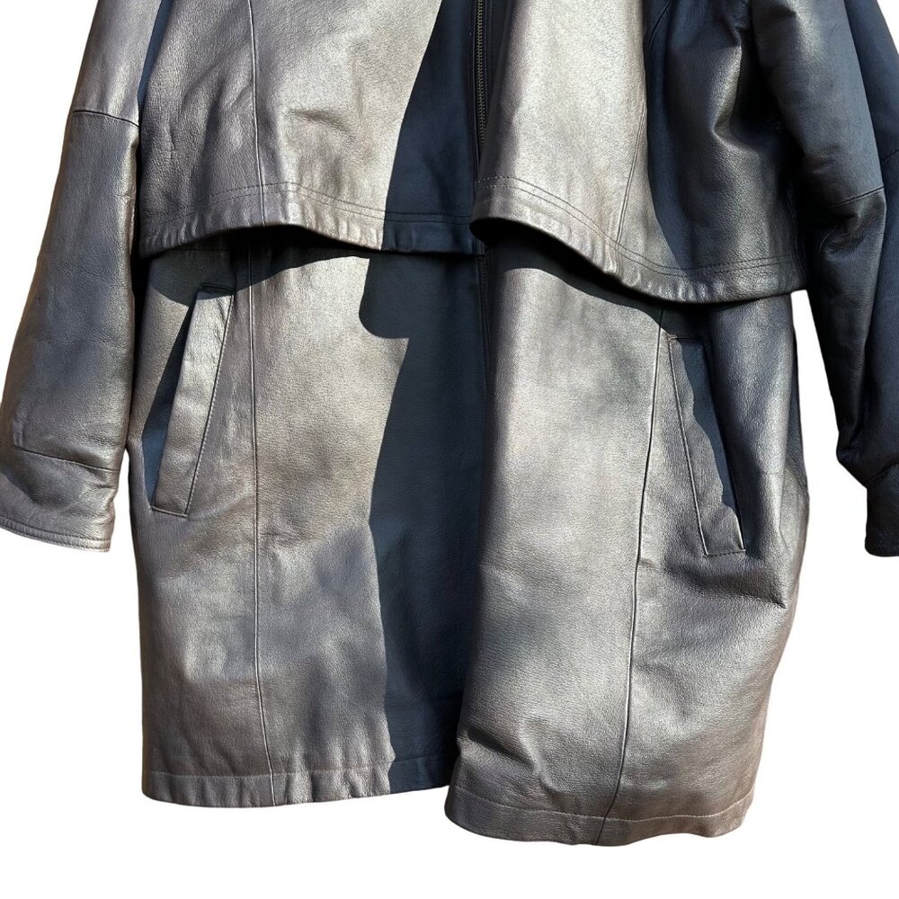 Vintage Veranesi Chocolate Brown 100% Leather Jacket Women's Mid- Length Coat Si - Picture 9 of 15